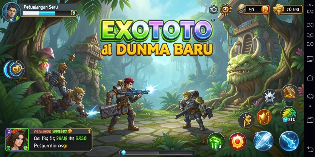 Tampilan gameplay seru EXOTOTO dengan eksplorasi yang memukau.