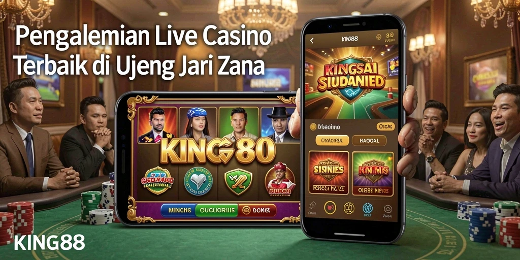 Screenshot gameplay <strong>KING88</strong> yang menunjukkan dealer langsung dan suasana kasino.