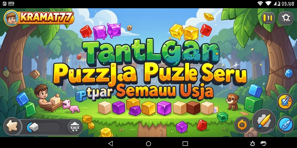 Screenshot utama KRAMAT77 menampilkan gameplay Puzzle yang seru.