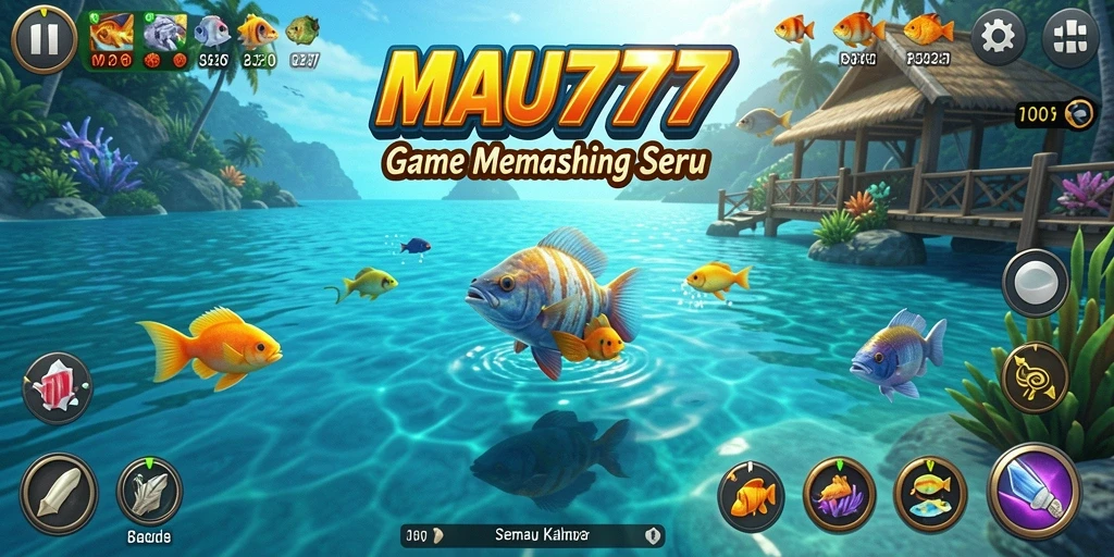 Tampilan gameplay seru dari MAU777 saat menangkap ikan di laut.