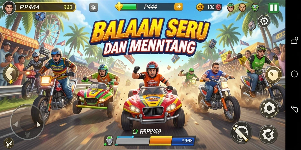 Gameplay seru PP444 dengan balapan yang menegangkan.