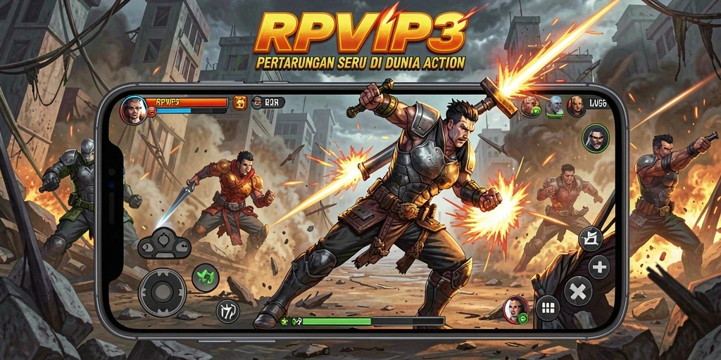 Tampilan gameplay seru di RPVIP3 dengan aksi bertarung yang mendebarkan.