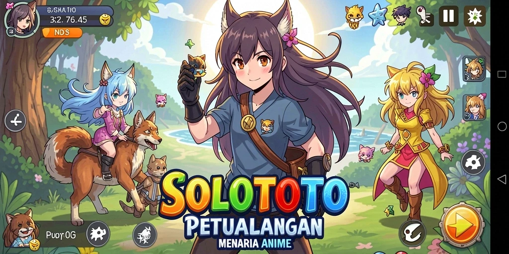 Screenshot SOLOTOTO menampilkan pertempuran seru dalam dunia anime.