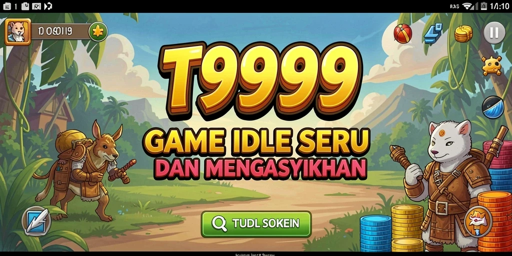 Screenshot utama T9999 menunjukkan gameplay Idle yang menarik.