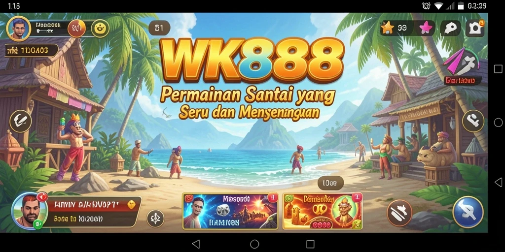 Tampilan gameplay menarik dari WK888 dengan grafis cerah dan karakter lucu.